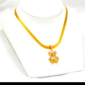 Gold necklace & bear charm